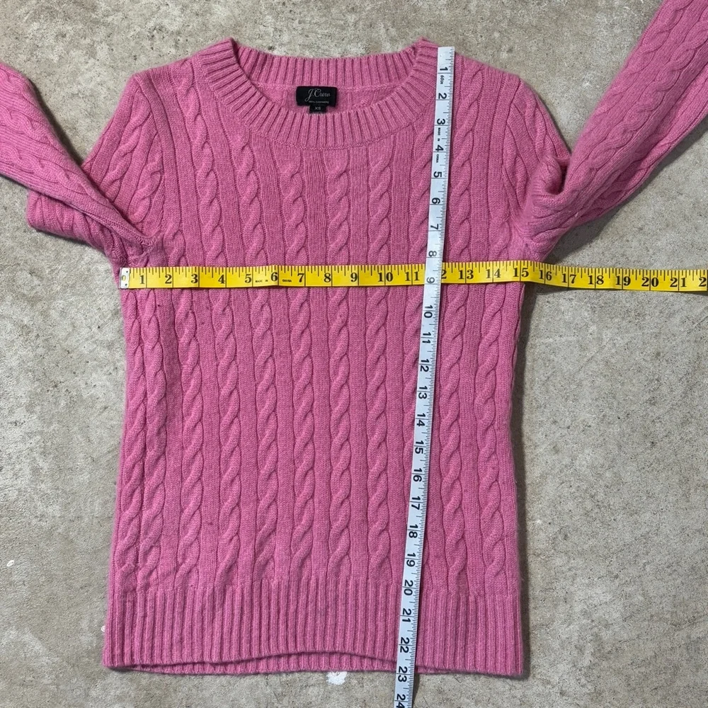 J Crew Cashmere Sweater Women’s XS Pink Cable Knit Crewneck Long Sleeve
